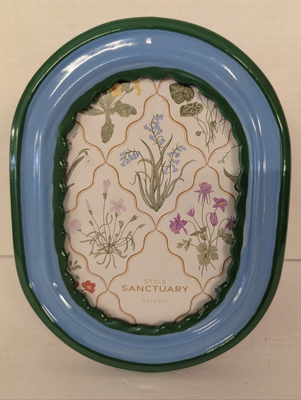 Sanctuary Blue and Green Oval Photo Frame 4x6 New